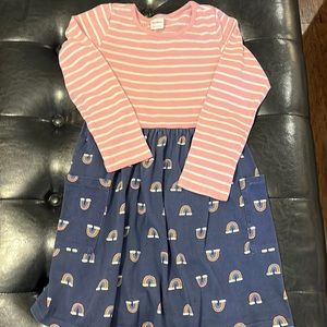 HannaAnderson, 6-7, cute dress-pink/white stripes &multitude rainbows,pockets👼